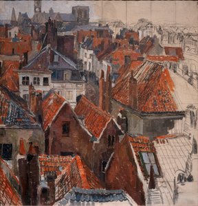 Gent háztetői (befejezetlen változat), 1920-22 körül (olaj, vászon)