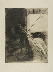 Flört, hatos tányér a Nőből alkotó: Albert Besnard