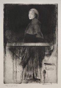Nő egy köpennyel alkotó: Albert Besnard