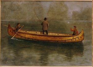 Horgászat kenuból alkotó: Albert Bierstadt