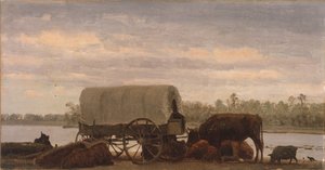 Nooning on the Platte, 1859 körüli (olaj, papír, vászonra erősítve) alkotó: Albert Bierstadt