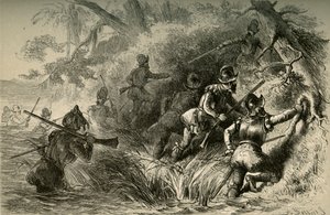 Franciák, akik megtámadják a spanyol erődöt a St. Johns-on, 1877.