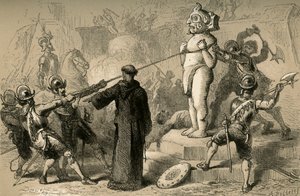 Spanyolok megsemmisítik a mexikói bálványokat, 1877.