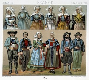 19. századi breton jelmezek - Racinet „” Az ősi és történelmi kosztüm””-ben alkotó: Albert Charles August Racinet