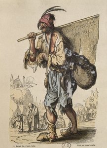 A Bohemians kapitánya, Jacques Callot (1592-1635) nyomán Adrien Lavieille (1818-62) metszete (színes metszet) alkotó: Albert Charles August Racinet