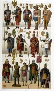 Az ókor római katonáinak, harcosainak és gladiátorainak jelmezei, páncéljai és fegyverei - Racinet „A történelmi jelmezben”