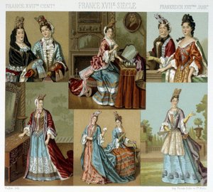 Divat és fodrászat Franciaországban a 18. században – Racinet „Le costume historique” című művében, 19. század vége alkotó: Albert Charles August Racinet
