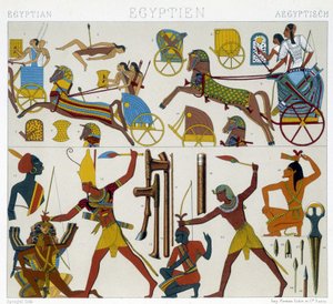 Egyiptomi freskók reprodukciója - Racinet "" A történelmi jelmez" című művében alkotó: Albert Charles August Racinet
