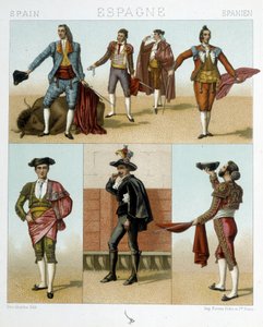 Toreador jelmez Spanyolországban - Racinet "" A régi és történelmi jelmez" -ben alkotó: Albert Charles August Racinet