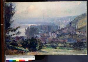 Vetheuil kilátása, Naplemente, 1897 alkotó: Albert Charles Lebourg