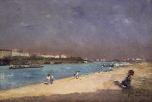 Párizs külvárosának látképe a Pont Nationalról, 1882 alkotó: Albert Charles Lebourg