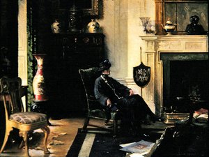 Hölgy egy belső térben alkotó: Albert Chevallier Tayler