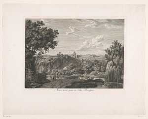 Benőtt fal a Villa Borghese-nél Muro torto, preso in Villa Borghese (cím a tárgyon) Maláj Radirte Prospekte aus Italien (sorozat címe)