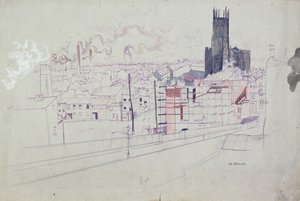 Industrial City (Leeds) (toll és tus, akvarell, papír)