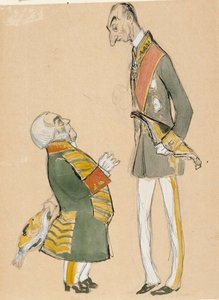 Von Haartman, a nemesség elnöke és Taube báró karikatúrája alkotó: Albert Edelfelt