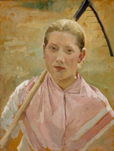 Lány gereblyével, tanulmány az Augusztushoz alkotó: Albert Edelfelt