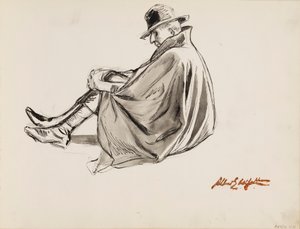 Ülő férfi köpenyben alkotó: Albert Edelfelt