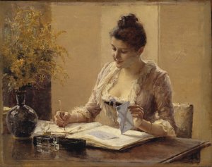 Levelet író hölgy alkotó: Albert Edelfelt