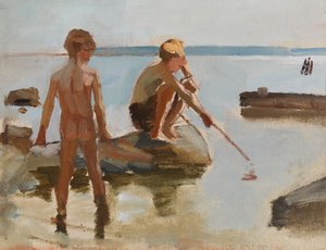 Vázlat a parton játszó fiúkhoz alkotó: Albert Edelfelt