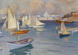 A Nyländska Jaktklubben kikötője Helsinkiben alkotó: Albert Edelfelt