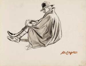 Ülő férfi köpenyben alkotó: Albert Edelfelt