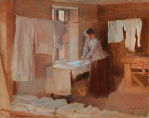 Vasaló nő, vázlat a „Mosónők” című festményhez alkotó: Albert Edelfelt
