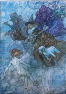 Csupa rászólás és sikoltozás: "nézz előre, csak nézz előre" a The Water Babies pubból. Humphrey Milford Oxford University Press, 1930 körül (színes litó) alkotó: Albert Edward Jackson