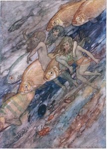 Le a tengerre, le a tengerre, a The Water Babies pubból. Humphrey Milford Oxford University Press, 1930 körül (színes litho)
