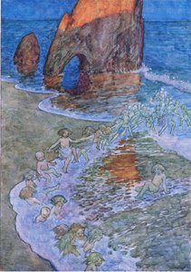 Középre tették, és körülötte táncoltak, a The Water Babies pubból. Humphrey Milford Oxford University Press, 1930 körül (színes litho) alkotó: Albert Edward Jackson