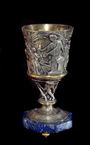 Porfír csésze ezüstből és porcelánból, Albert Ernest Carrier Belleuse (1824-1887) alkotása