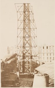 Állványzat a Szabadság-szobor összeállításához, a bal oldalon látható fej, Párizs, 1883