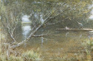 A Thames Backwater, 1860 körül – 1932 körül (akvarell, testfesték, toll és tinta papíron) alkotó: Albert Goodwin