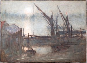 Köd a folyón, Cheyney Walk, Chelsea alkotó: Albert Goodwin