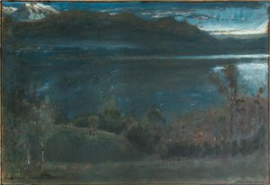 Gossau, Luzerni-tó (olaj és akvarell, tussal és testfestékkel, papírra, kartonra) alkotó: Albert Goodwin