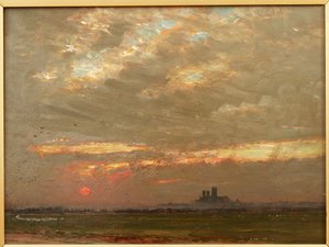 Lincoln katedrális naplementekor, 1912 alkotó: Albert Goodwin