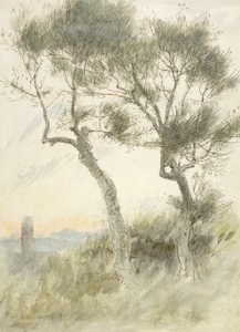 Két fa tanulmányozása alkotó: Albert Goodwin
