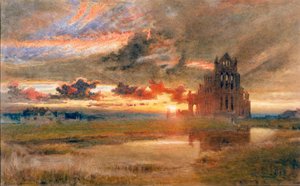 Whitby - Szent Hilda apátság (ceruza és akvarell papíron (kártyára ragasztva))