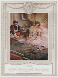 Belle Epoque Paris, Divatos hölgy ébredező (színes litó) alkotó: Albert Guillaume