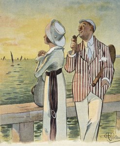 Flört alkonyatkor – Albert Guillaume (1873-1942) rajza a „Le Rire” című filmben, 1912. augusztus