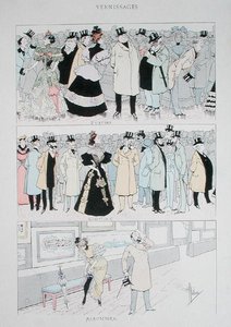 Galéria megnyitása, 1900 körül (színes litó) alkotó: Albert Guillaume