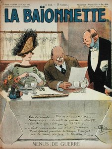 Menus de Guerre, La Baionnette-ből, 1917. március 15 alkotó: Albert Guillaume