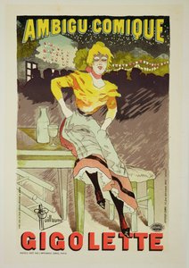 A „Gigolette”-et hirdető plakát reprodukciója alkotó: Albert Guillaume