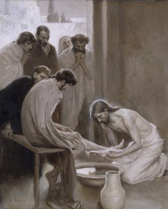 Jézus, aki megmossa tanítványai lábát, 1898 (olaj és grisaille papíron)