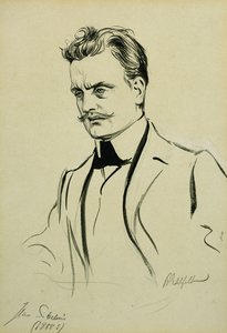 Jean Sibelius zeneszerző portréja, kis félalakos, alkotó: Albert Gustaf Aristides Edelfelt