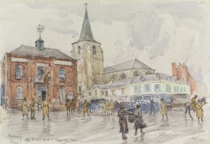 Oisemont, 3. hadosztály főhadiszállása, 1918 (wc und gouache faszénnel a papíron)