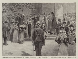 Új-Dél-Wales új kormányzójának, Lady Duffnak az első fogadásán a Sydney-i kormányházban, Új-Dél-Wales, Új-Dél-Wales