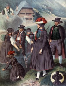 Parasztok Baden környékén, 1860 körül (metszet) alkotó: Albert Kretschmer