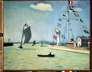 Honfleur kikötője Normandiában alkotó: Albert Marquet