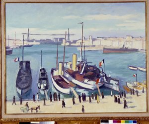 Marseille kikötője a komphíddal (festmény) XX alkotó: Albert Marquet