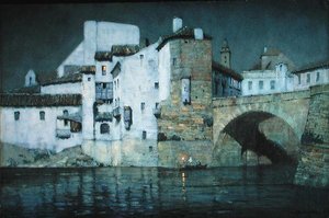Holdfény, Puente Genil, Spanyolország (ceruza és akvarell papíron)